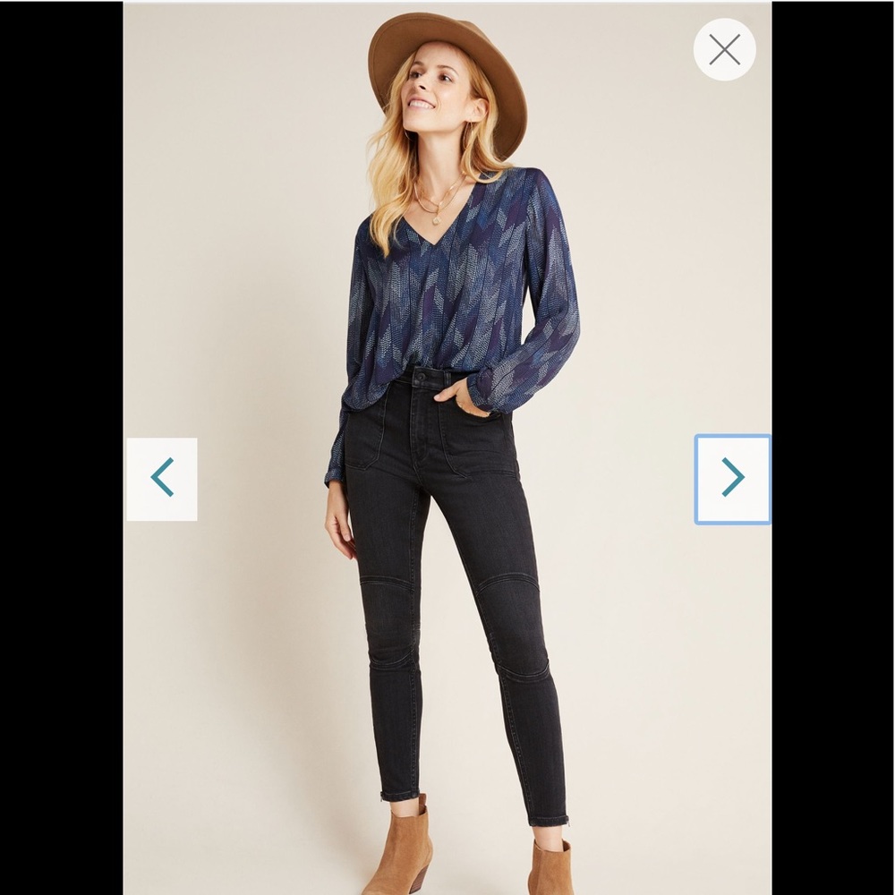 Anthropologie Pilcro Denim Moto Skinny Ankle Jeans